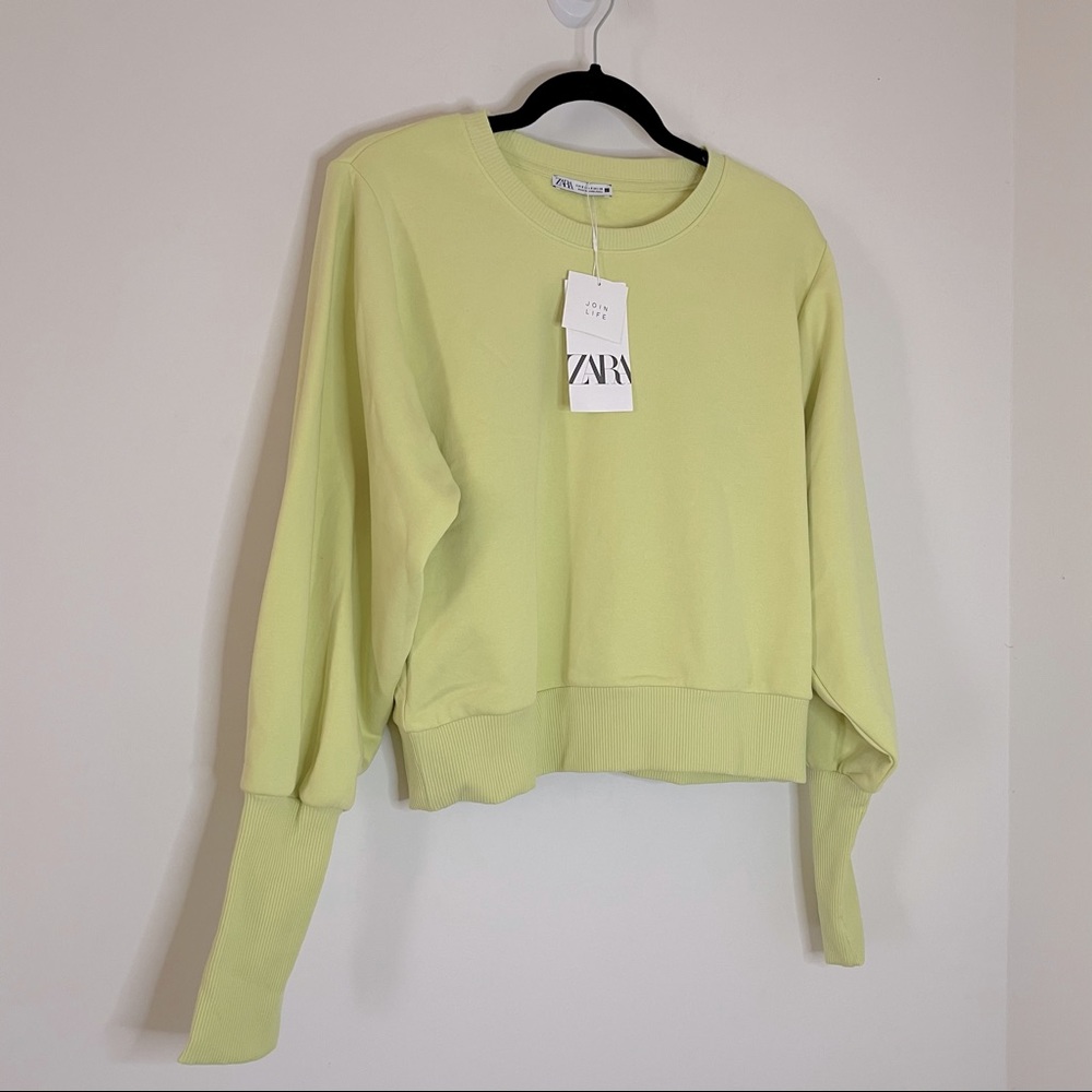 NWT Zara Yellow Balloon Sleeve Sweater - Picture 1 of 5